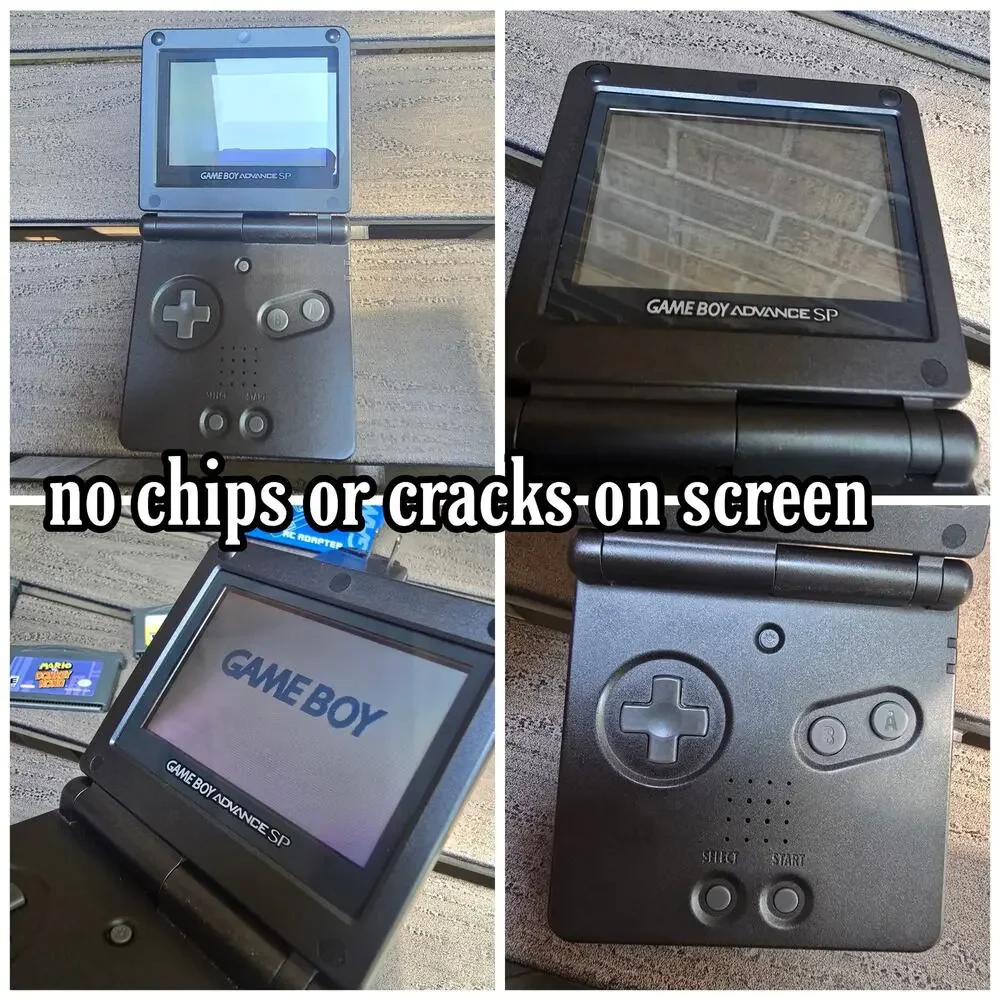 Nintendo Game Boy Advance SP Onyx Black Console Bundle 3 Games Charger GBA